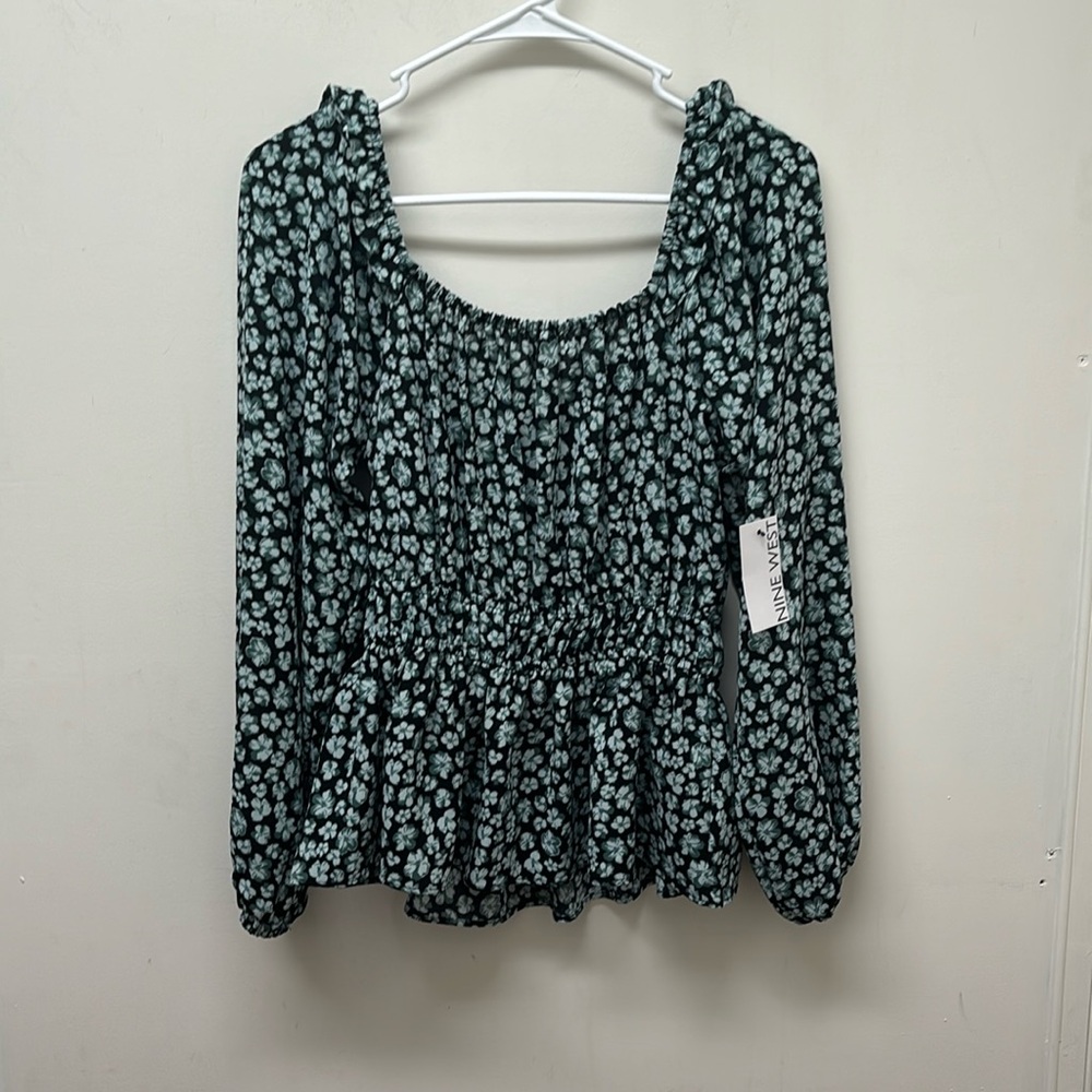 Nine West Black Floral Blouse - Size XS